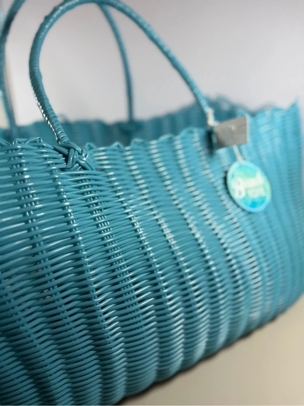 Source Unknown Turquoise Woven Beach Tote